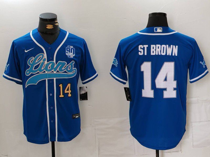 Men Detroit Lions #14 ST Brown Blue Second generation joint name 2024 Nike Limited NFL Jersey style 8154